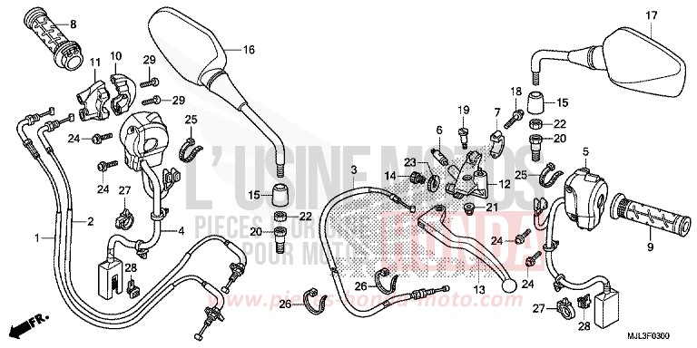 HEBELGRIFF/SCHALTER/KABEL (NC750X/XA) von NC750X "Meca" MAT PEARL GLARE WHITE (NHB54) von 2014